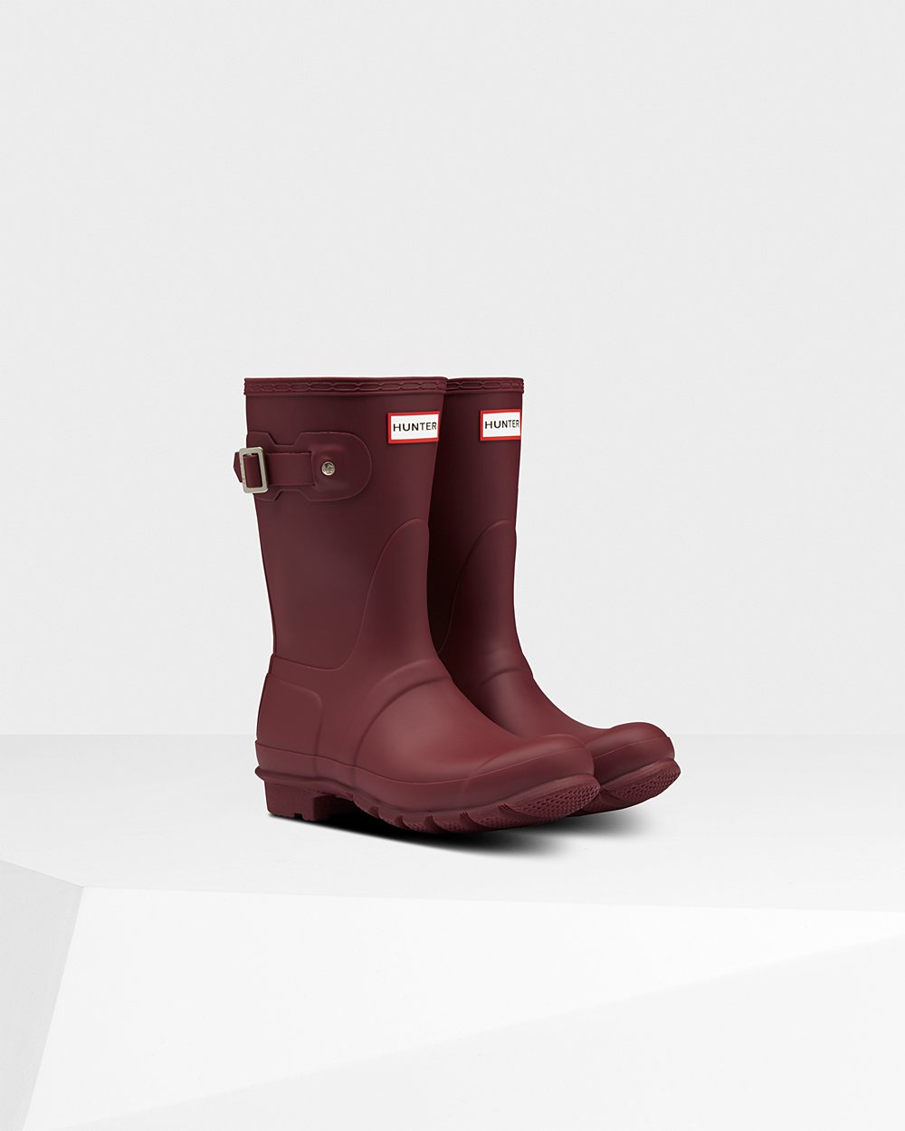 Galochas Curtas Hunter Feminina Cinzentas Vermelhas - Original - 20DWNBVZC